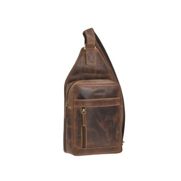 Bőr testtáska Crossbody 21x41cm Vintage antik barna