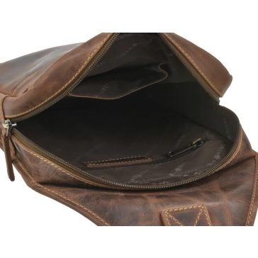 Bőr testtáska Crossbody 21x41cm Vintage antik barna