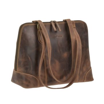 Bőr shopper 37x27cm Vintage antik barna