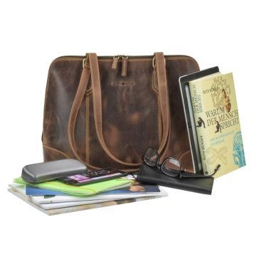 Bőr shopper 37x27cm Vintage antik barna