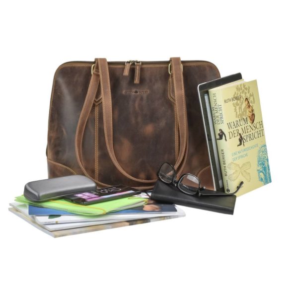 Bőr shopper 37x27cm Vintage antik barna