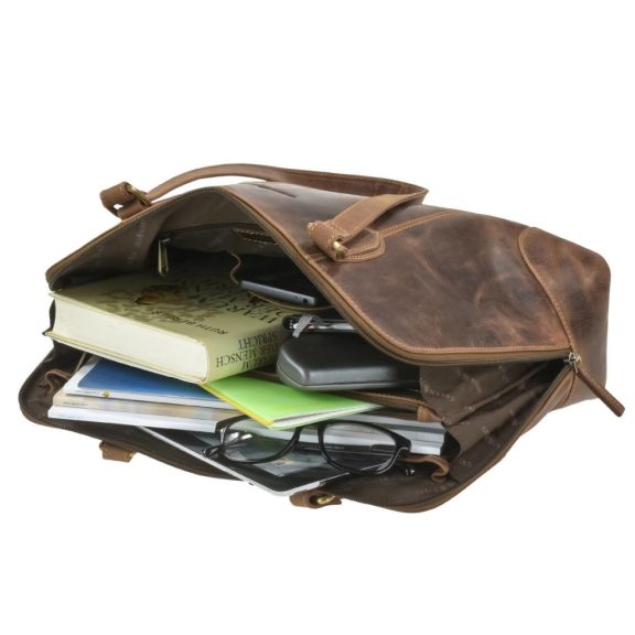 Bőr shopper 37x27cm Vintage antik barna