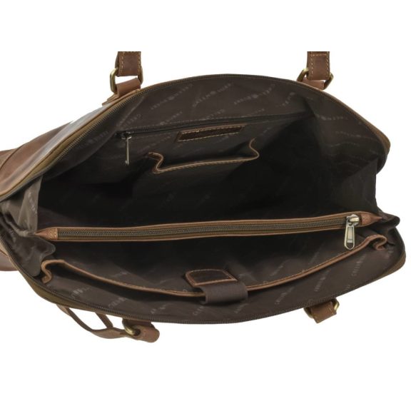 Bőr shopper 37x27cm Vintage antik barna