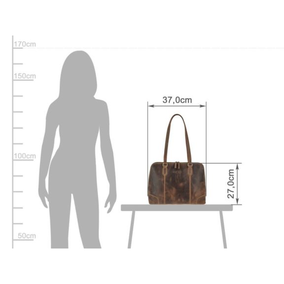 Bőr shopper 37x27cm Vintage antik barna