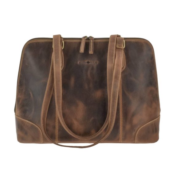 Bőr shopper 37x27cm Vintage antik barna