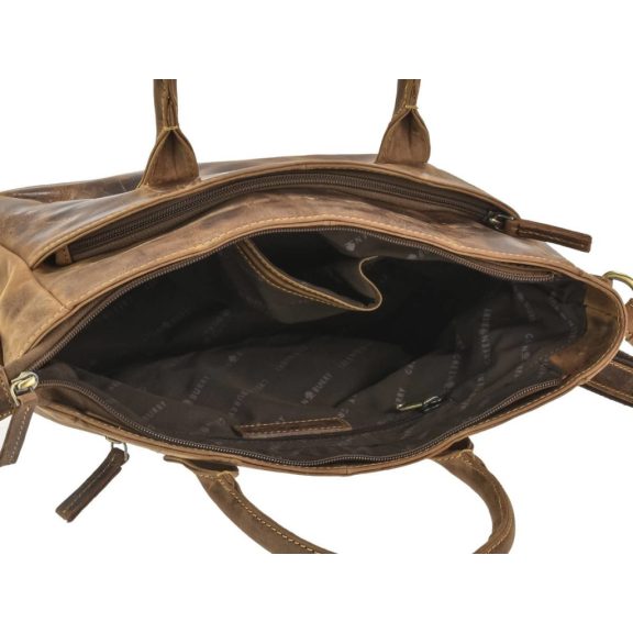 Bőr kézi-és válltáska 36x23cm Vintage antik barna Bőr kézi-és válltáska 36x23cm Vintage antik barna