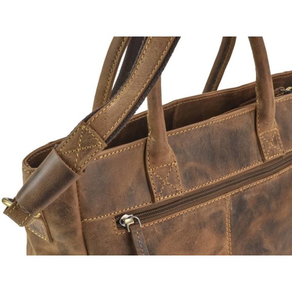 Bőr kézi-és válltáska 36x23cm Vintage antik barna Bőr kézi-és válltáska 36x23cm Vintage antik barna