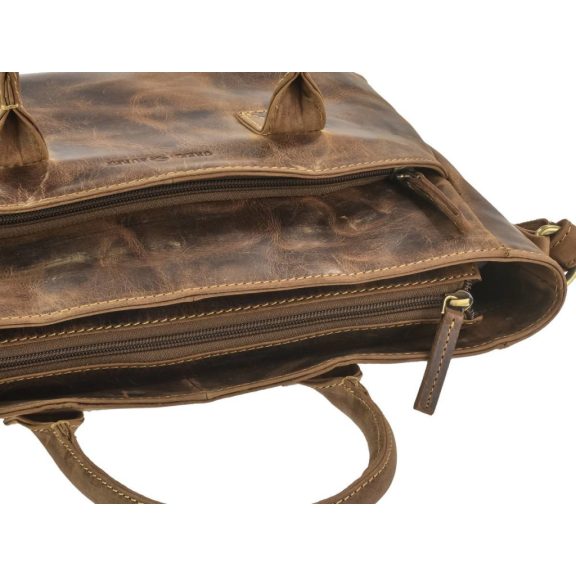 Bőr kézi-és válltáska 36x23cm Vintage antik barna Bőr kézi-és válltáska 36x23cm Vintage antik barna