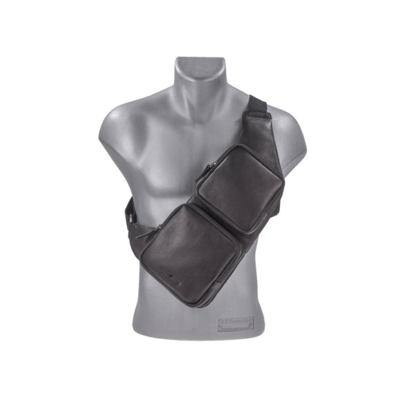 Bőr testtáska Crossbody 24x43cm Vintage antik fekete