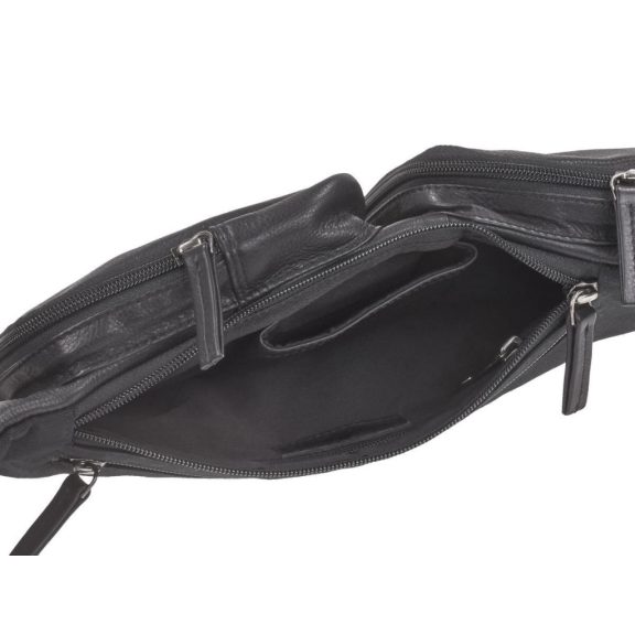 Bőr testtáska Crossbody 24x43cm Vintage antik fekete