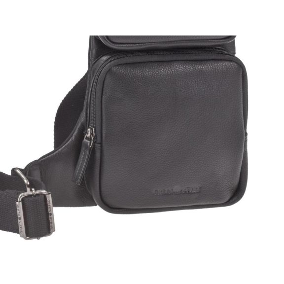 Bőr testtáska Crossbody 24x43cm Vintage antik fekete
