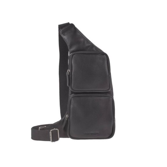 Bőr testtáska Crossbody 24x43cm Vintage antik fekete