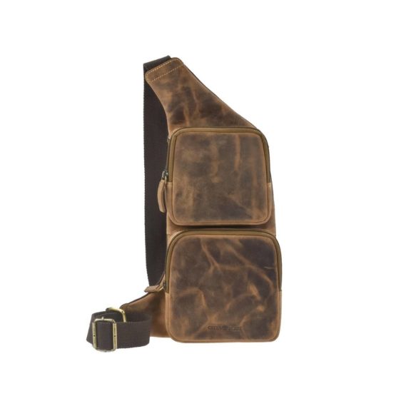 Bőr testtáska Crossbody 24x43cm Vintage antik barna