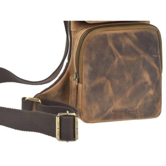 Bőr testtáska Crossbody 24x43cm Vintage antik barna