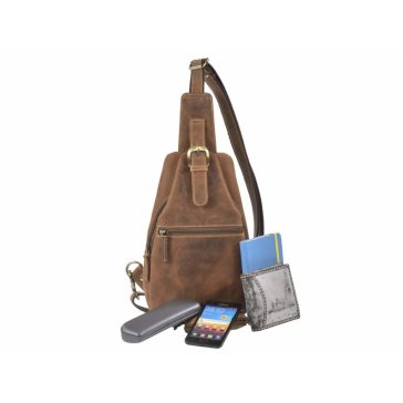 Bőr testtáska Crossbody 20x40cm Vintage antik barna