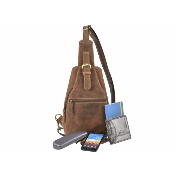 Bőr testtáska Crossbody 20x40cm Vintage antik barna