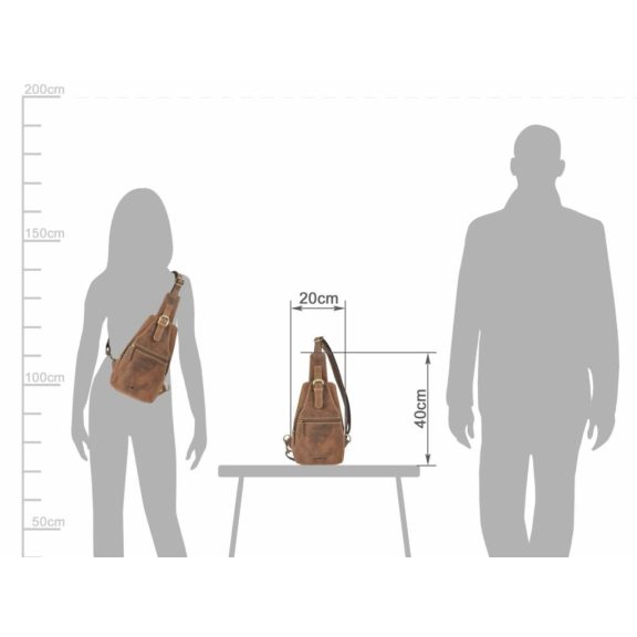 Bőr testtáska Crossbody 20x40cm Vintage antik barna