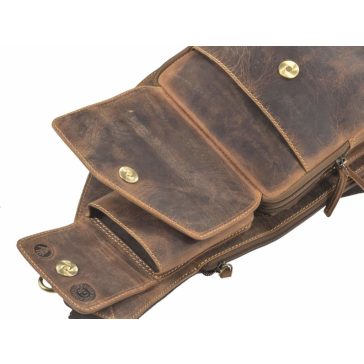 Bőr testtáska Crossbody 21x40cm Vintage antik barna