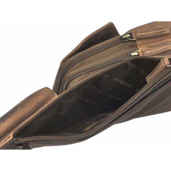 Bőr testtáska Crossbody 21x40cm Vintage antik barna