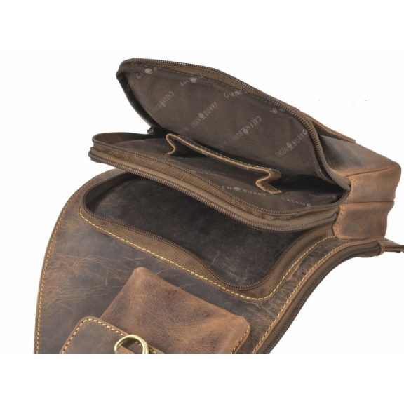 Bőr testtáska Crossbody 21x40cm Vintage antik barna