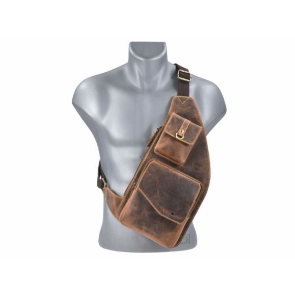 Bőr testtáska Crossbody 21x40cm Vintage antik barna