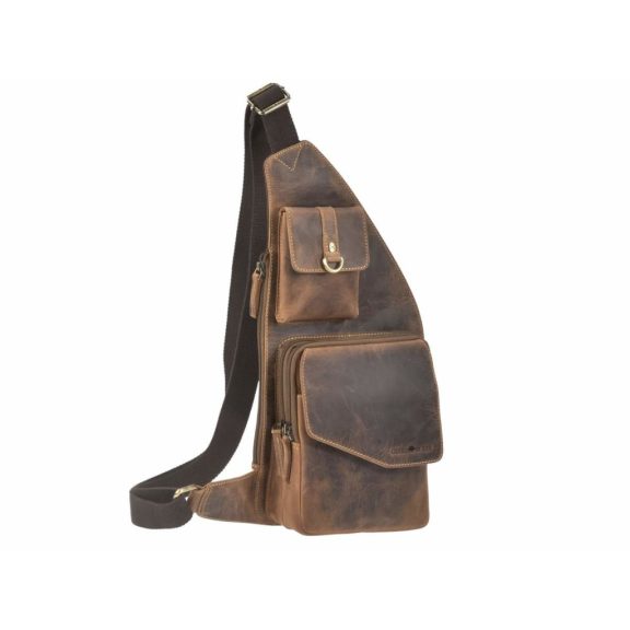 Bőr testtáska Crossbody 21x40cm Vintage antik barna