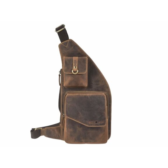 Bőr testtáska Crossbody 21x40cm Vintage antik barna