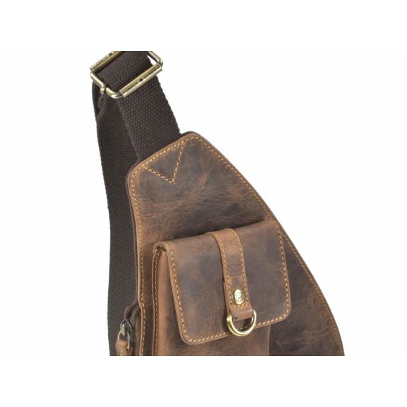 Bőr testtáska Crossbody 21x40cm Vintage antik barna