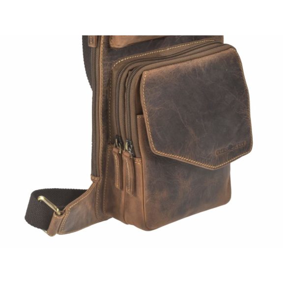 Bőr testtáska Crossbody 21x40cm Vintage antik barna