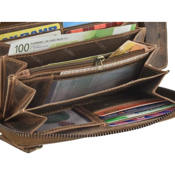 Bőr pénztárca telefontartóval RFID védelemmel 10x19cm Vintage antik barna Bőr pénztárca telefontartóval RFID védelemmel 10x19cm Vintage antik barna