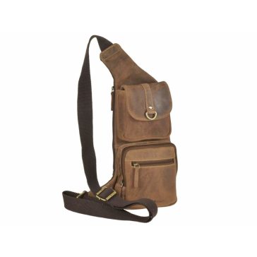 Bőr testtáska Crossbody 26x43cm Vintage antik barna