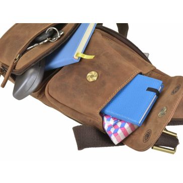 Bőr testtáska Crossbody 26x43cm Vintage antik barna