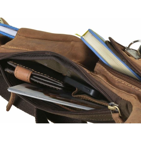 Bőr testtáska Crossbody 26x43cm Vintage antik barna