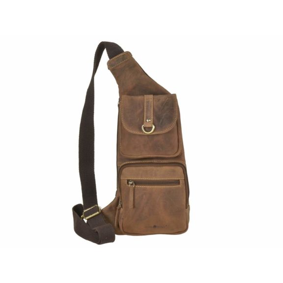 Bőr testtáska Crossbody 26x43cm Vintage antik barna