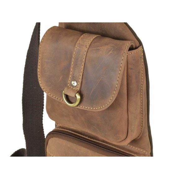 Bőr testtáska Crossbody 26x43cm Vintage antik barna