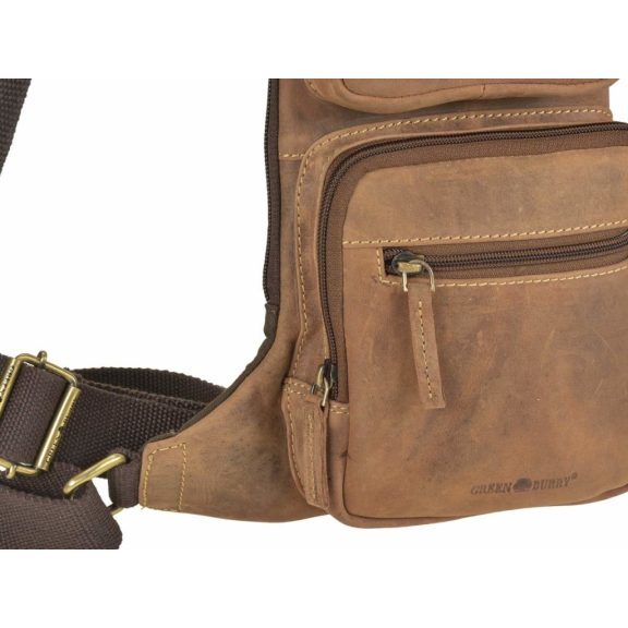 Bőr testtáska Crossbody 26x43cm Vintage antik barna