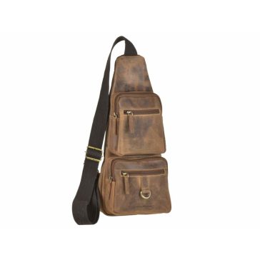 Bőr testtáska Crossbody 20x45cm Vintage antik barna