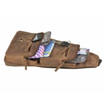 Bőr testtáska Crossbody 20x45cm Vintage antik barna
