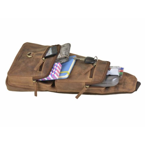 Bőr testtáska Crossbody 20x45cm Vintage antik barna