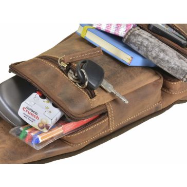Bőr testtáska Crossbody 20x45cm Vintage antik barna