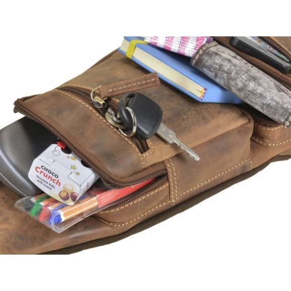 Bőr testtáska Crossbody 20x45cm Vintage antik barna
