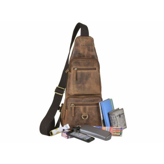 Bőr testtáska Crossbody 20x45cm Vintage antik barna
