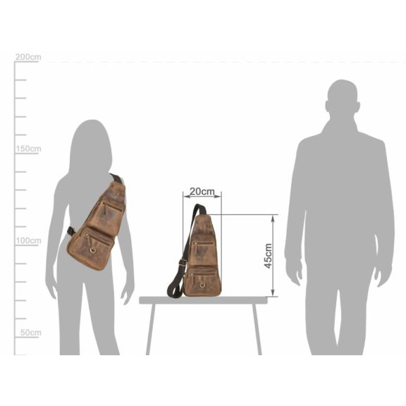 Bőr testtáska Crossbody 20x45cm Vintage antik barna
