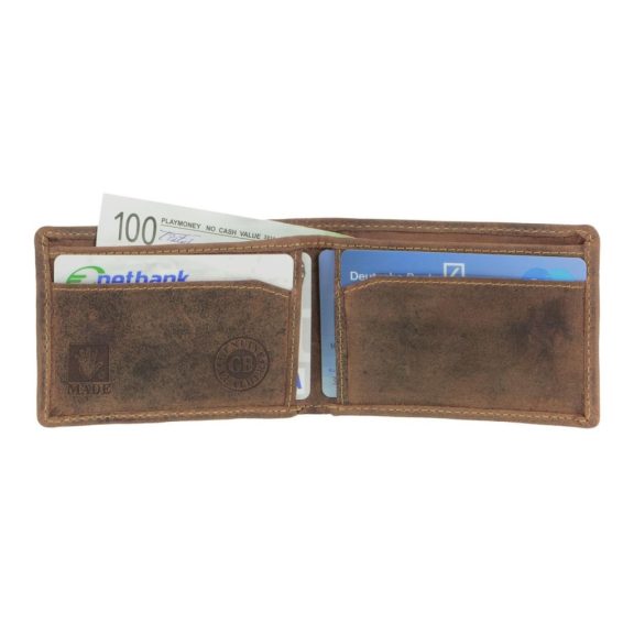 Bőr pénztárca érmetartó nélkül 10x7cm Vintage antik barna Bőr pénztárca érmetartó nélkül 10x7cm Vintage antik barna