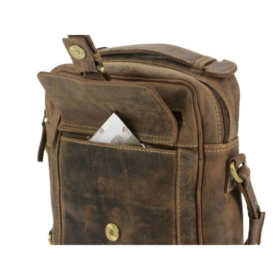 Bőr válltáska 23x26cm kézi fogóval Vintage antik barna Bőr válltáska 23x26cm kézi fogóval Vintage antik barna