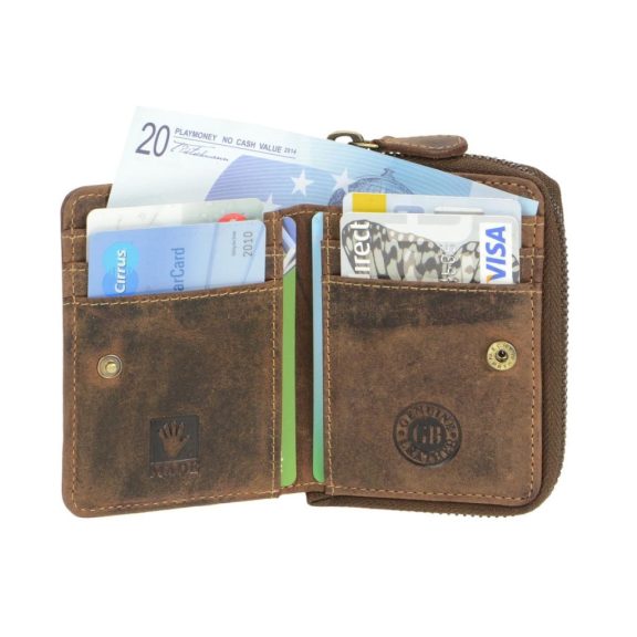 Bőr pénztárca 8x10cm cipzárral Vintage antik barna Bőr pénztárca 8x10cm cipzárral Vintage antik barna