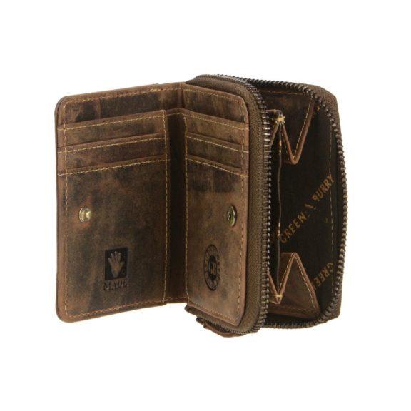 Bőr pénztárca 8x10cm cipzárral Vintage antik barna Bőr pénztárca 8x10cm cipzárral Vintage antik barna