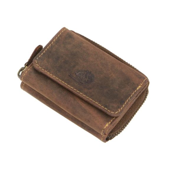 Bőr pénztárca 10x7cm, Vintage antik barna érmetartóval Bőr pénztárca 10x7cm, Vintage antik barna érmetartóval