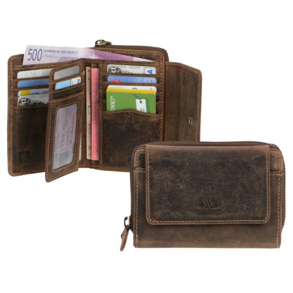 Bőr pénztárca 13x9cm 15 kártyanyílással Vintage antik barna Bőr pénztárca 13x9cm 15 kártyanyílással Vintage antik barna