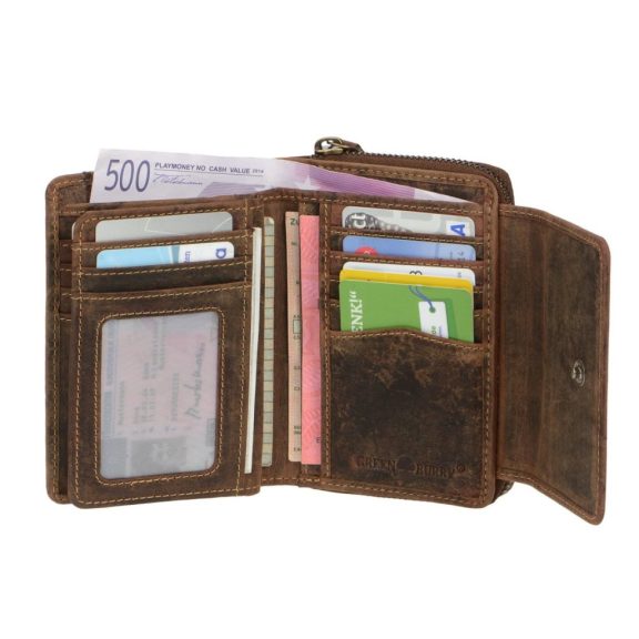 Bőr pénztárca 13x9cm 15 kártyanyílással Vintage antik barna Bőr pénztárca 13x9cm 15 kártyanyílással Vintage antik barna